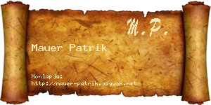 Mauer Patrik névjegykártya